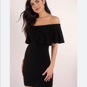 TOBI small off shoulder black mini dress
